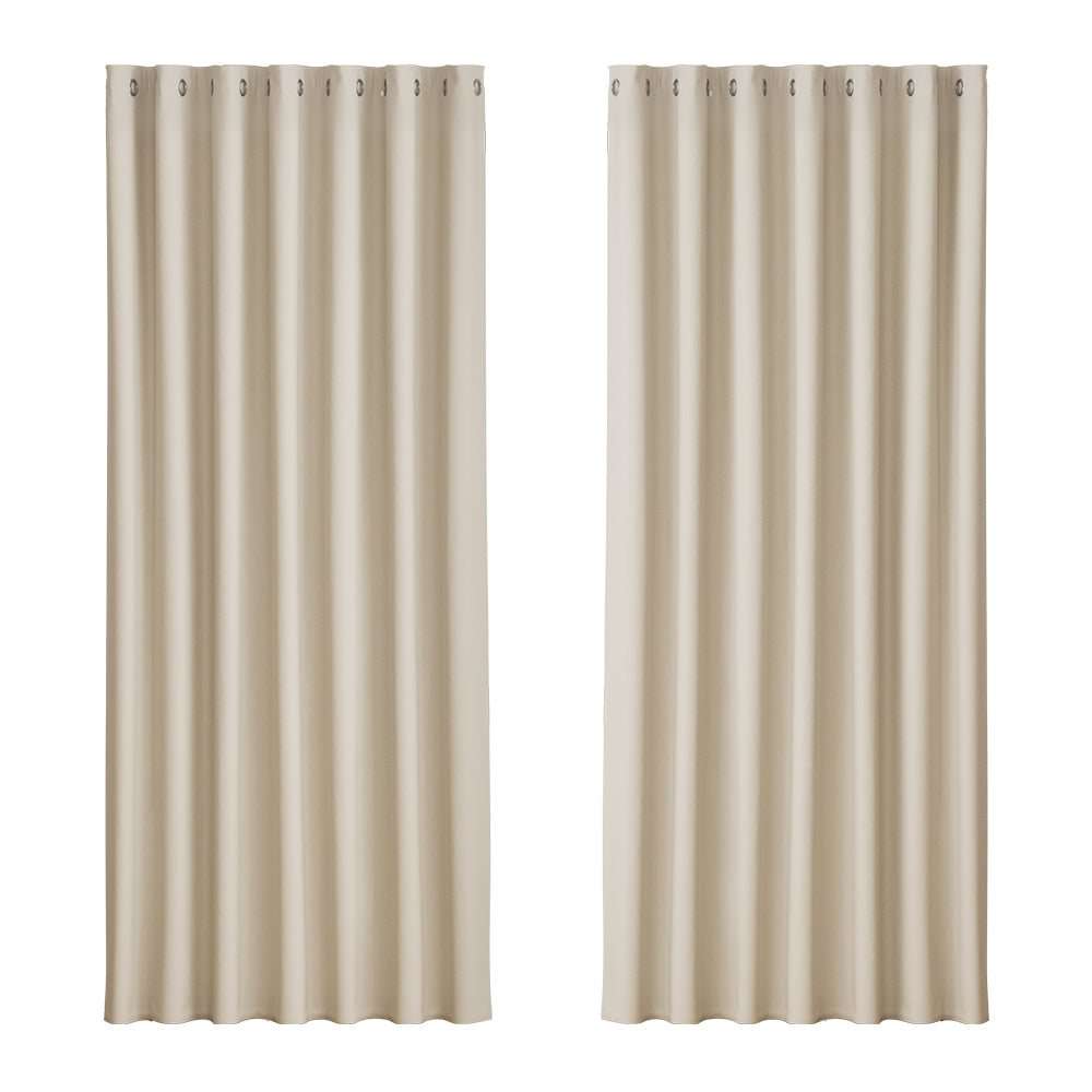 Artiss 2X Blockout Curtains Eyelet 240x230cm Beige