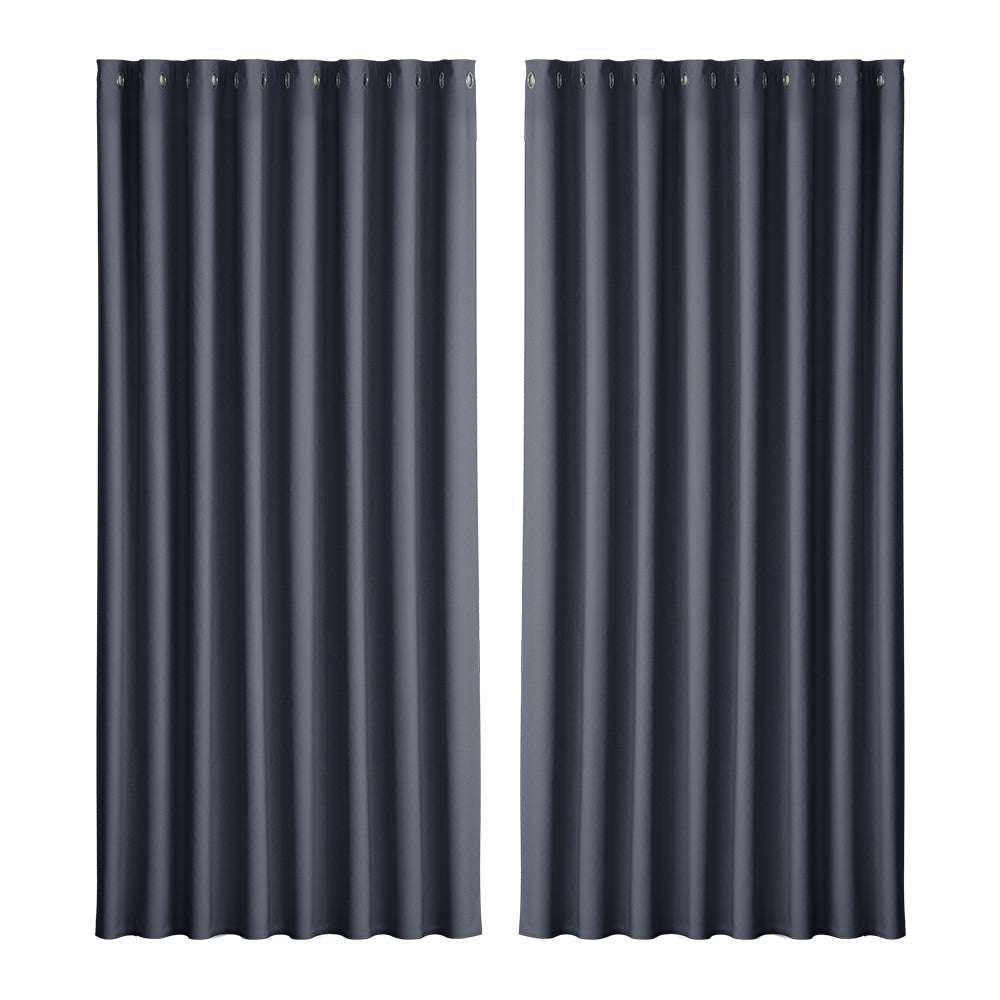 Artiss 2X Blockout Curtains Eyelet 300x230cm Charcoal