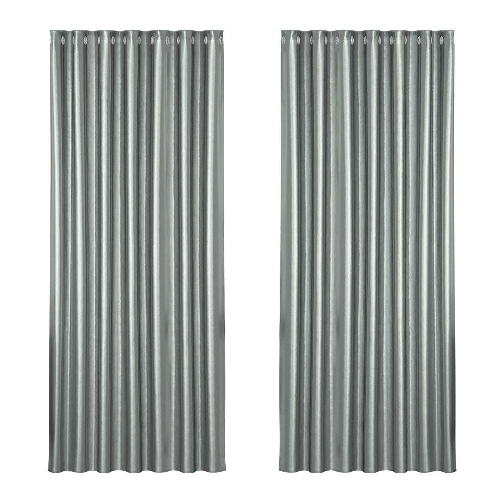 Artiss 2X Blockout Curtains Eyelet 240x230cm Grey Shine