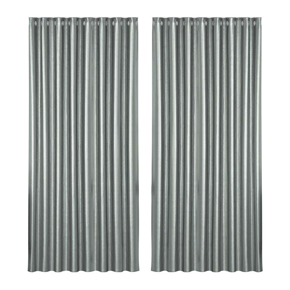 Artiss 2X Blockout Curtains Eyelet 300x230cm Grey Shine
