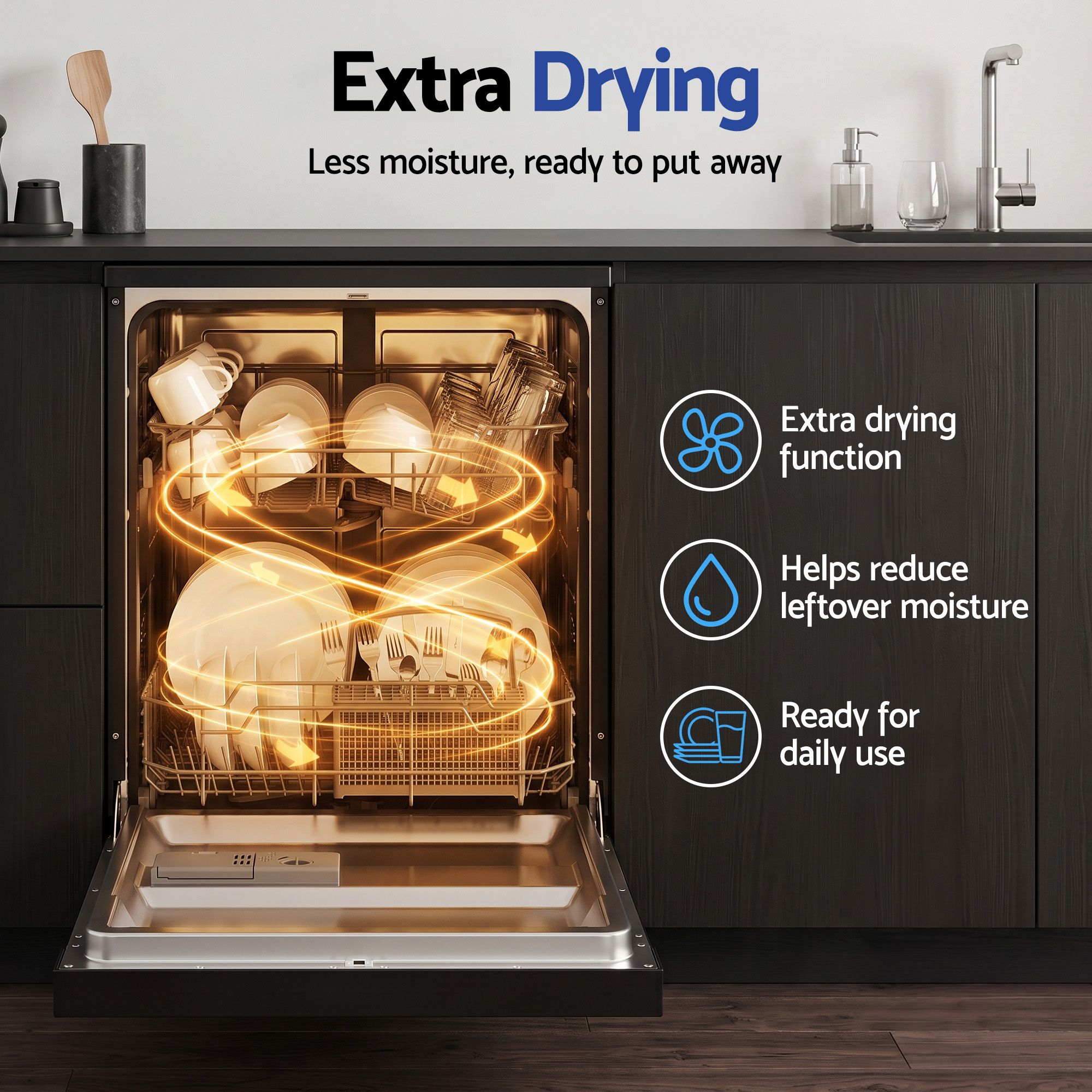 Devanti 12 Place Settings Dishwasher 55cm Freestanding Benchtop Built-In Bedworld