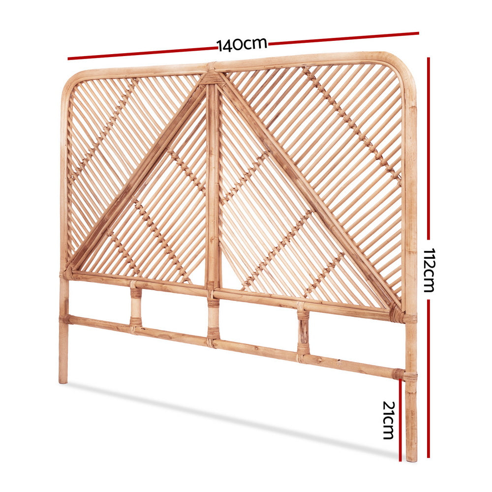 Artiss Bed Headboard Double Bedhead Rattan - FRED Pine Bedworld