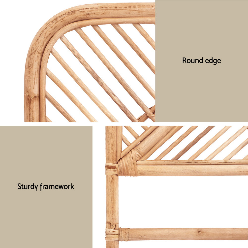 Artiss Bed Headboard Double Bedhead Rattan - FRED Pine Bedworld