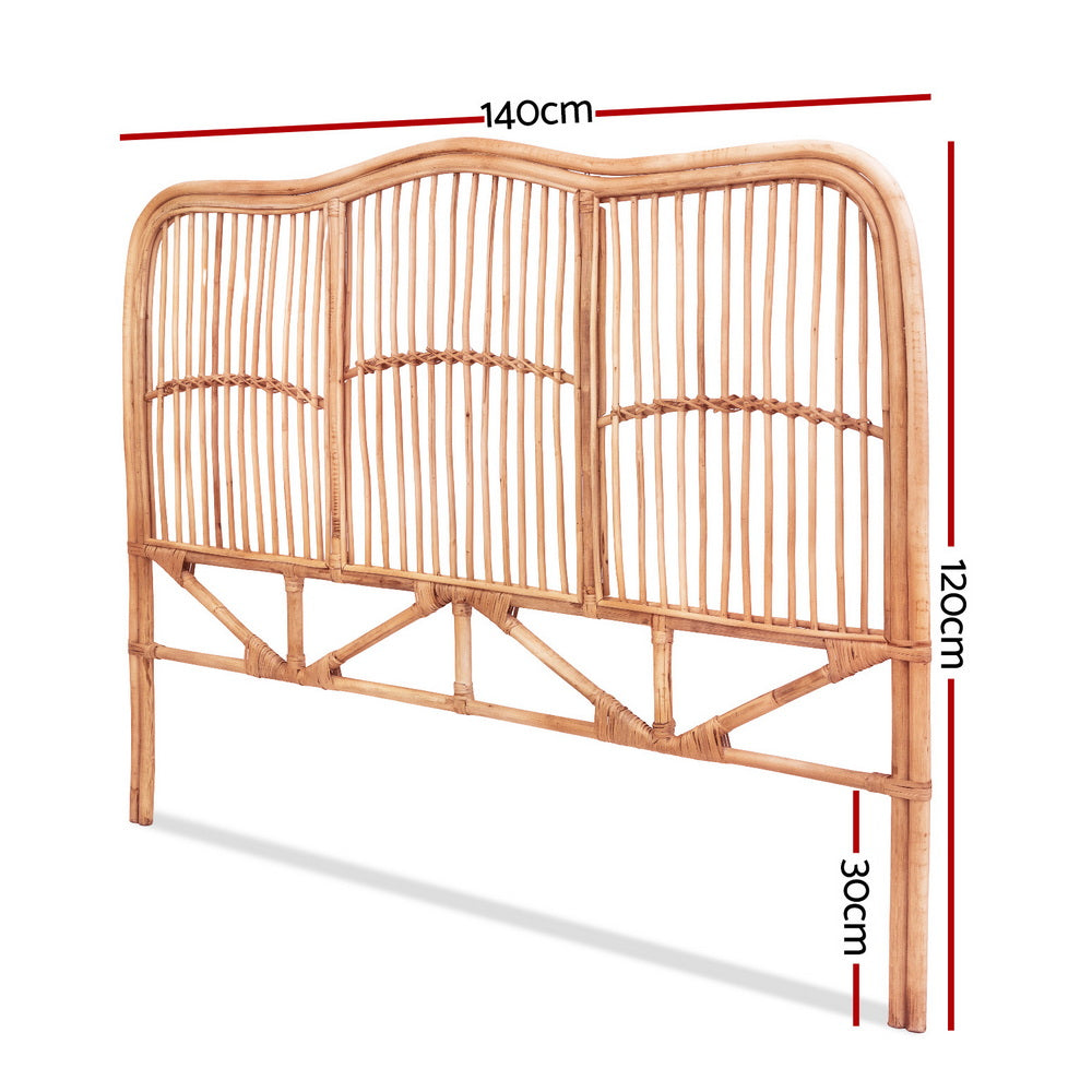Artiss Bed Headboard Double Bedhead Rattan - NERO Pine Bedworld