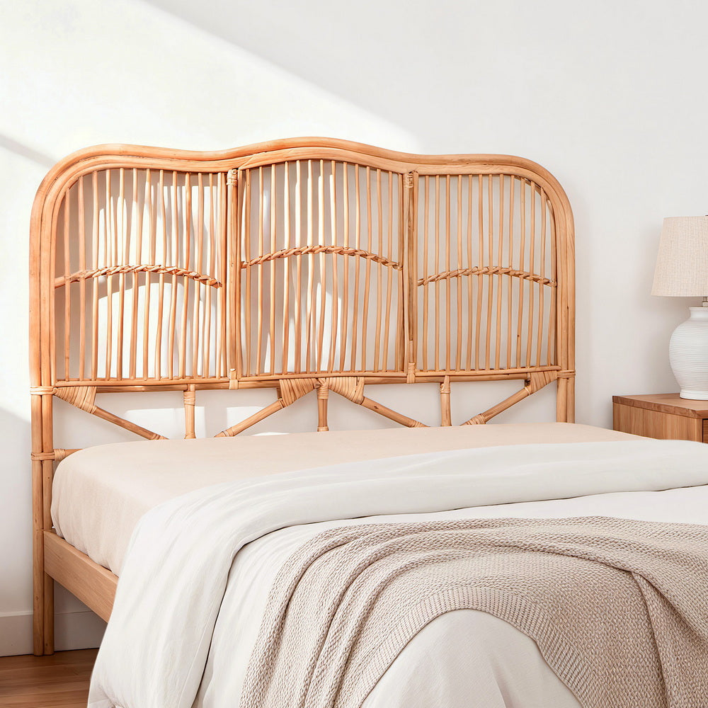 Artiss Bed Headboard Double Bedhead Rattan - NERO Pine Bedworld