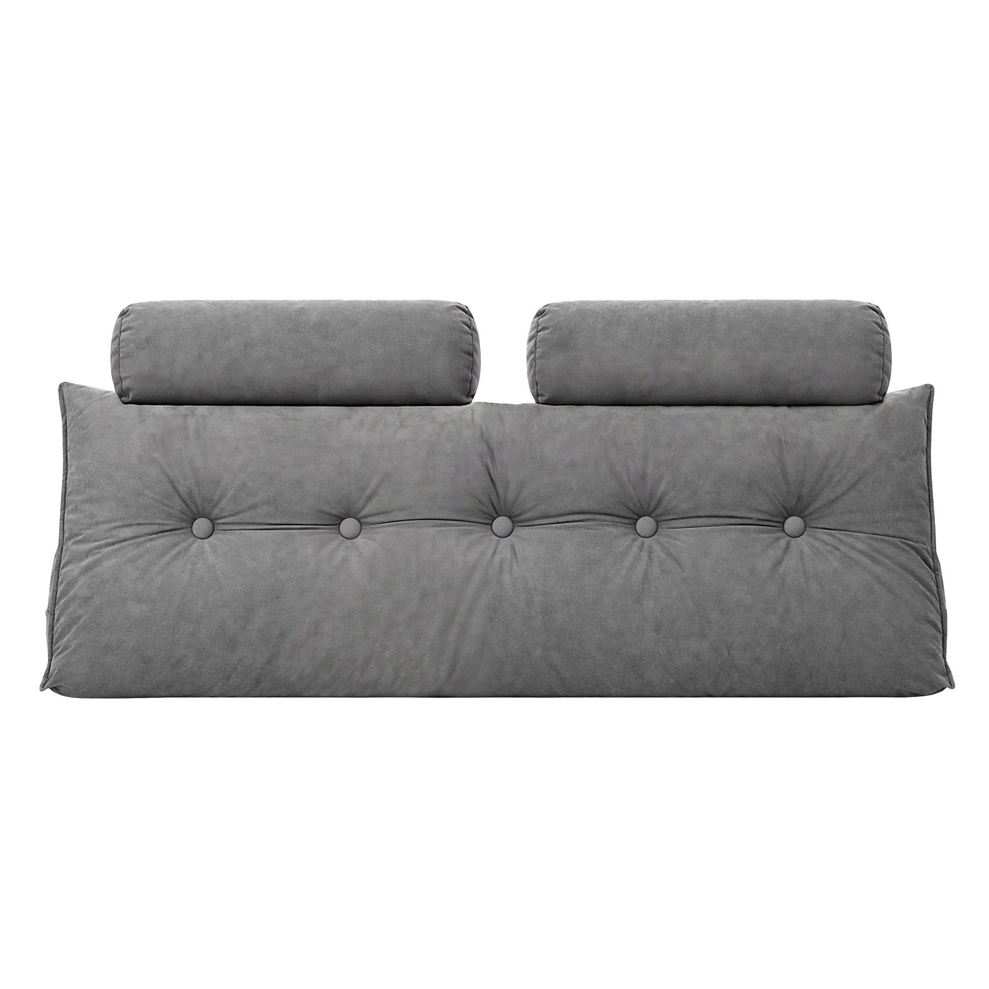 Artiss Headboard Pillow Double Wedge Backrest Triangular with 2 Cushions Grey Bedworld