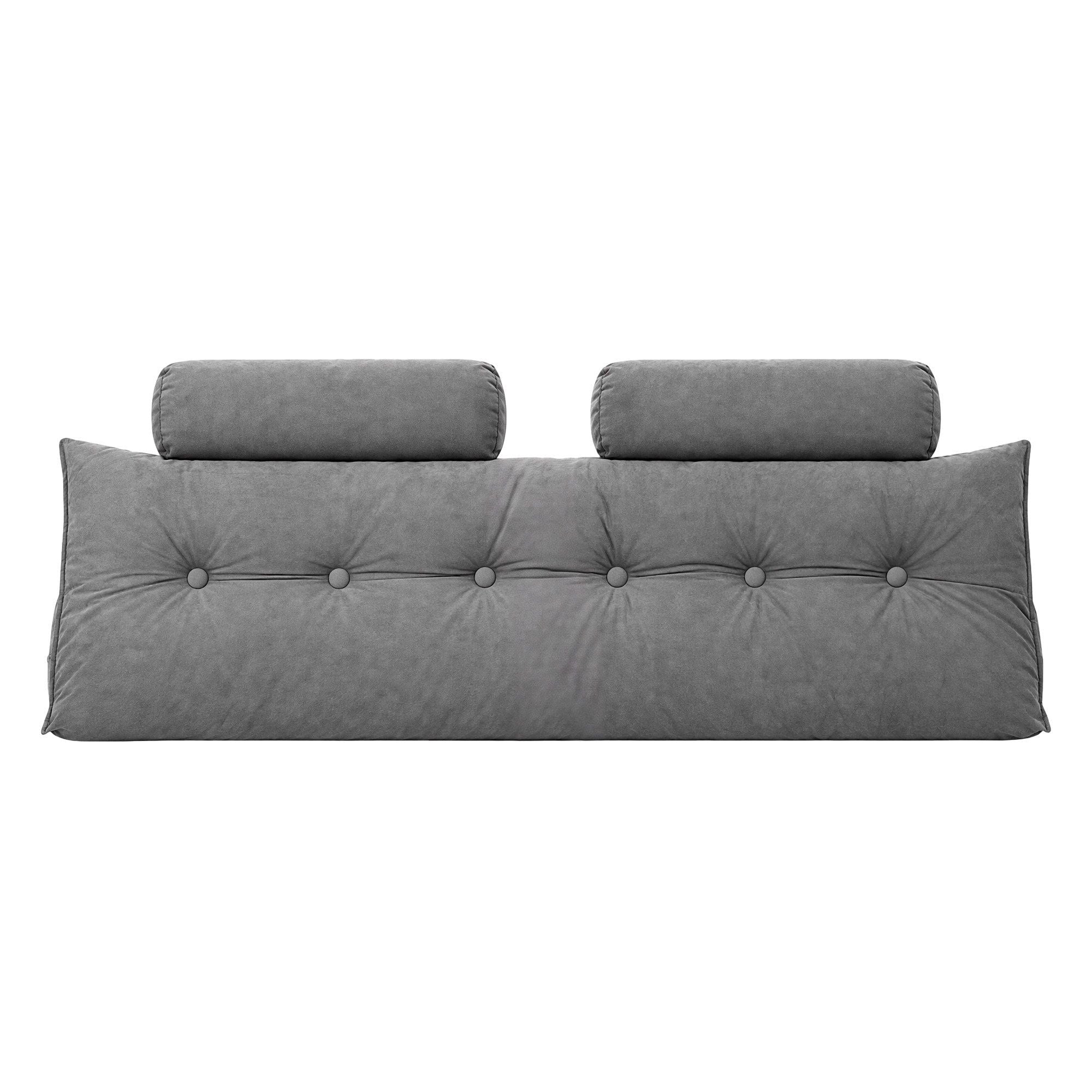 Artiss Headboard Pillow Queen Wedge Backrest Triangular with 2 Cushions Grey Bedworld