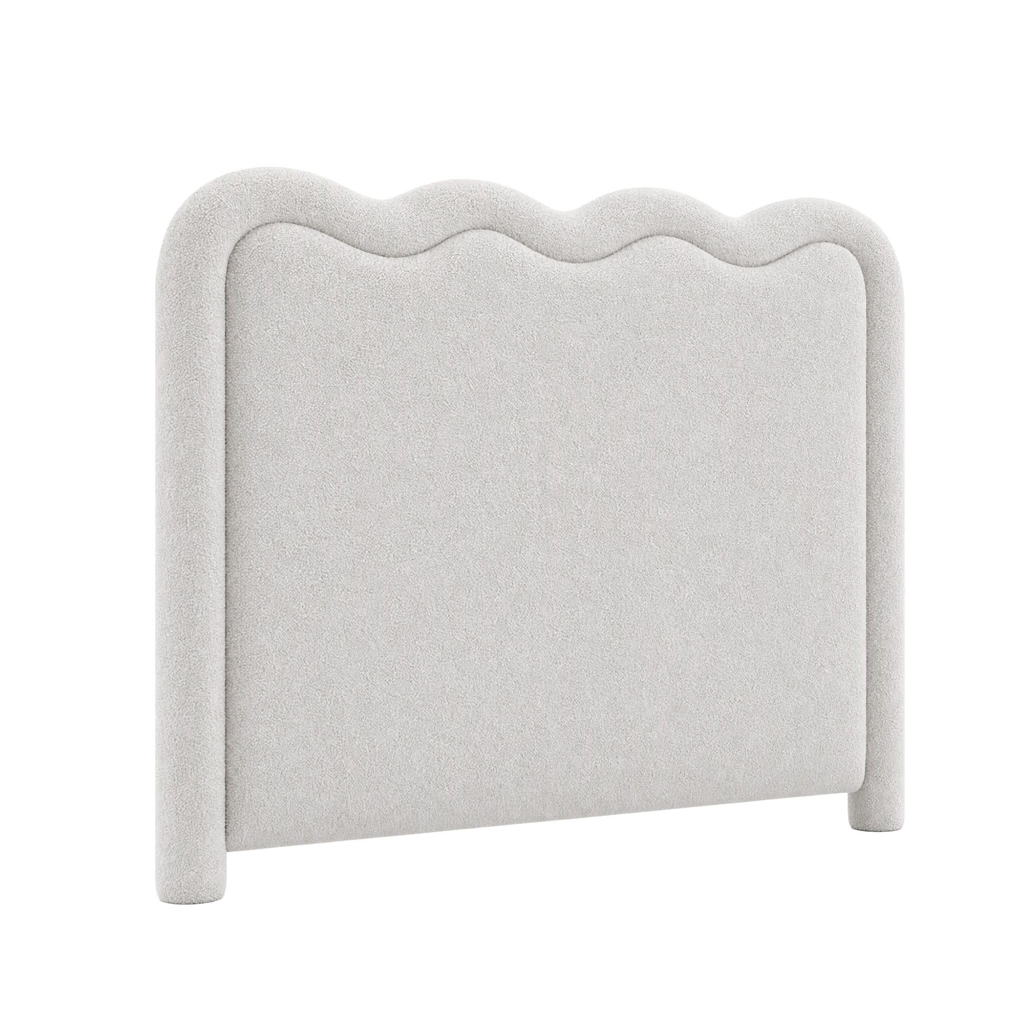 Artiss Boucle Bed Head Double Size Upholstered Wavy Headboard Beige Bedworld