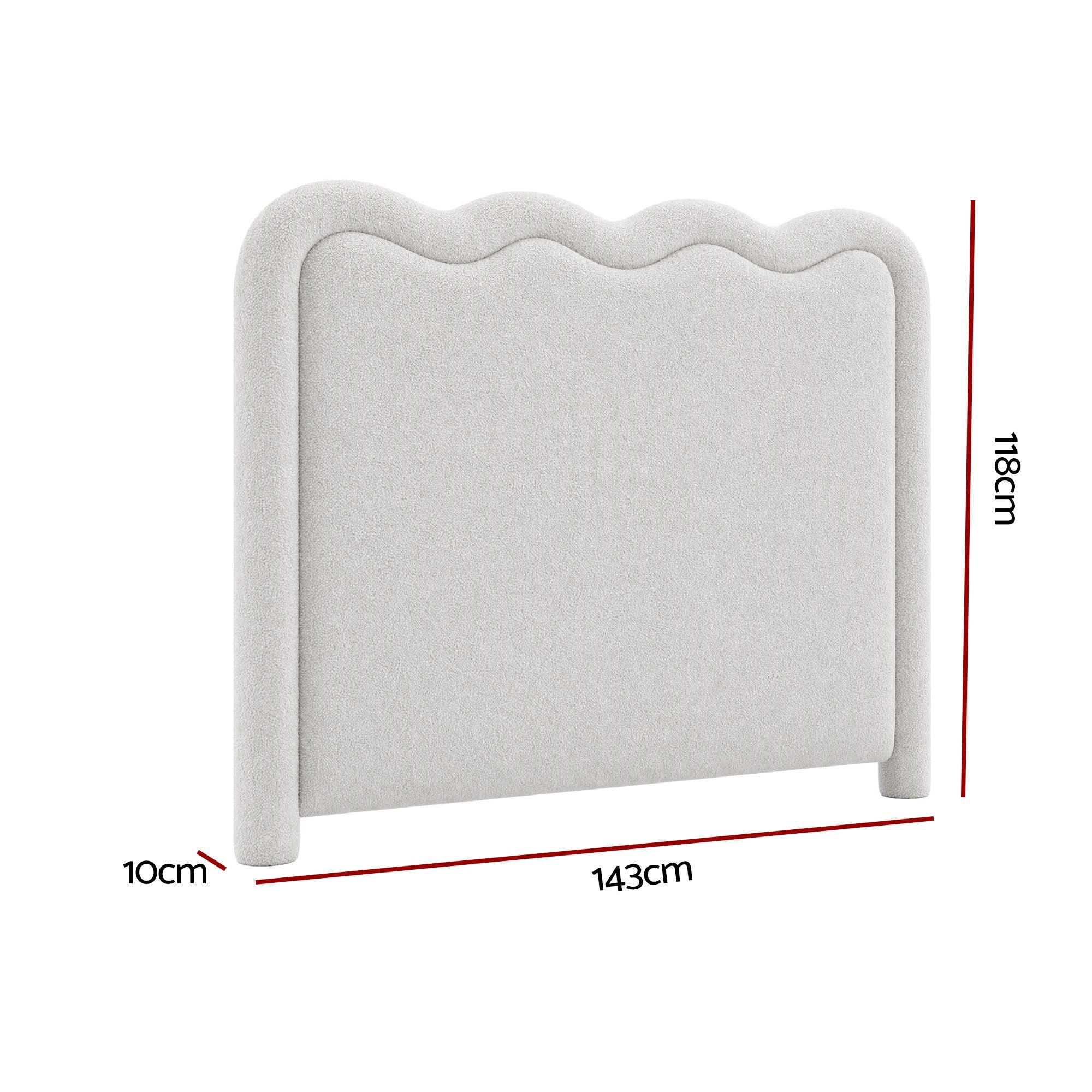 Artiss Boucle Bed Head Double Size Upholstered Wavy Headboard Beige Bedworld