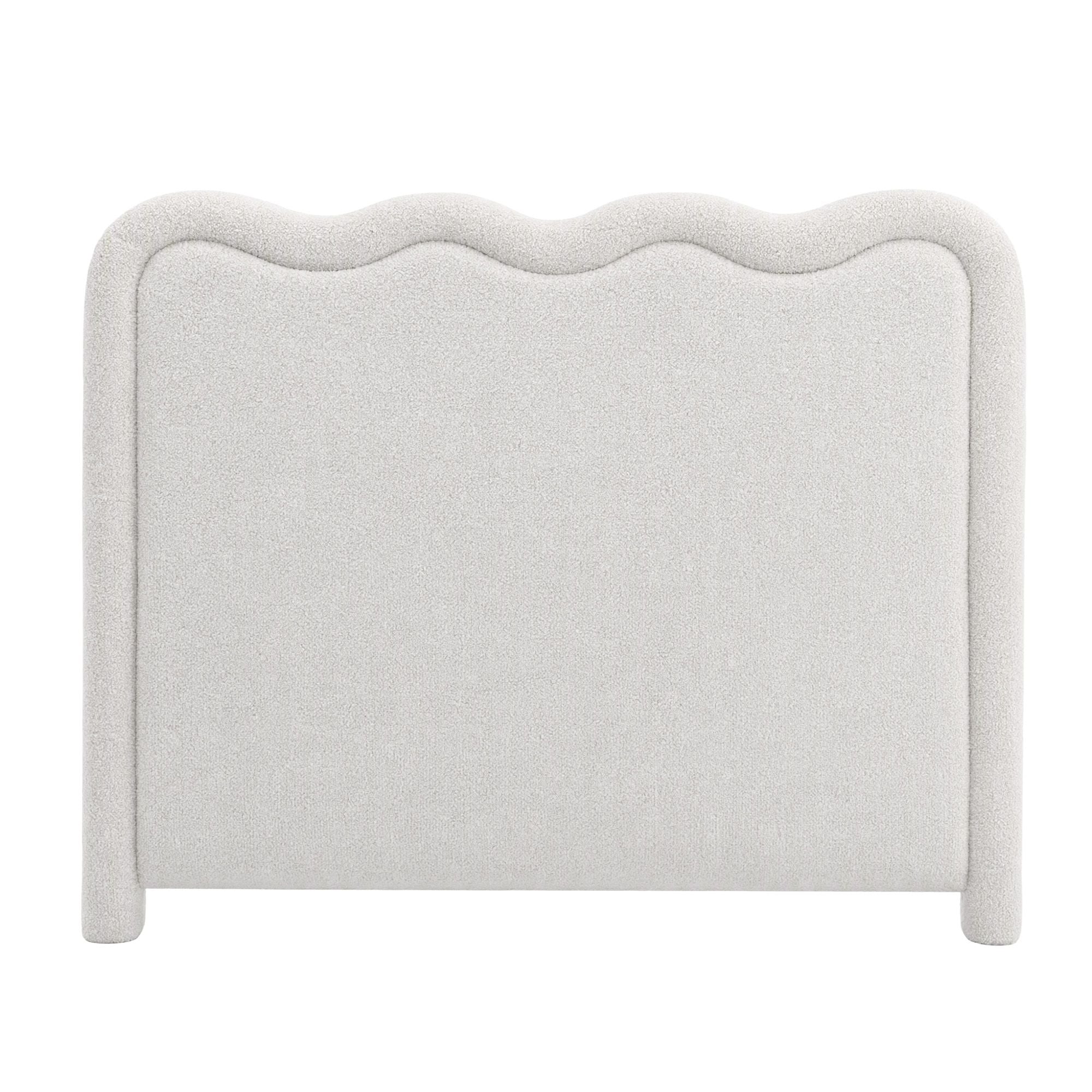 Artiss Boucle Bed Head Double Size Upholstered Wavy Headboard Beige Bedworld