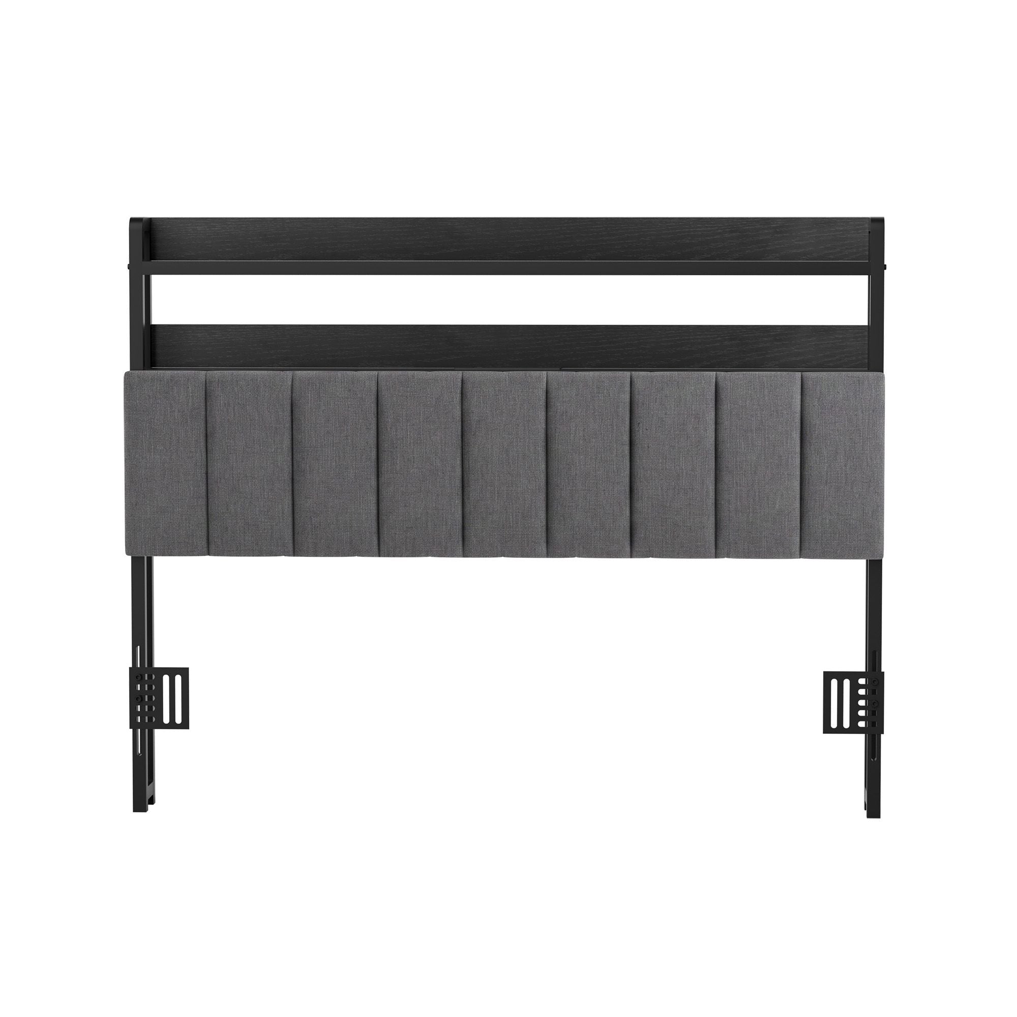 Artiss Double Headboard Charging Station Storage LED Light Grey Upholstered Bedworld