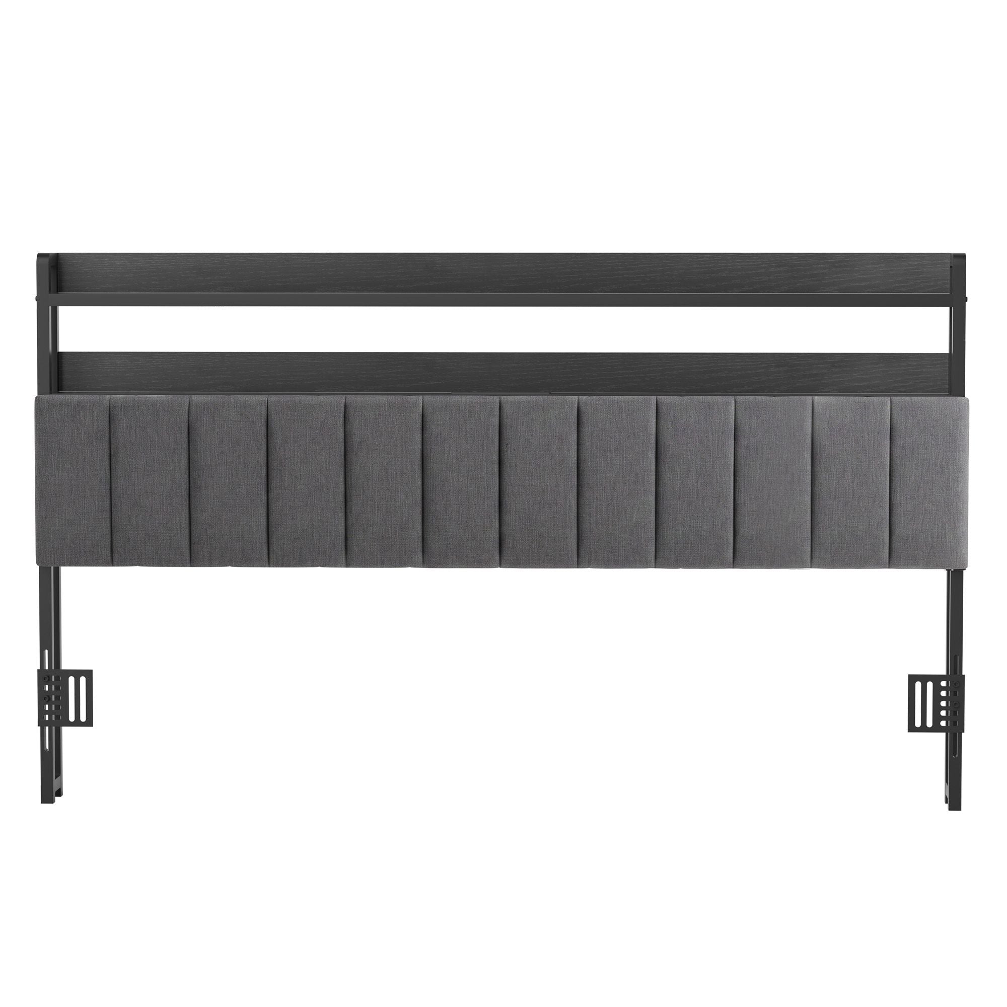 Artiss King Headboard Charging Station Storage LED Light Grey Upholstered Bedworld