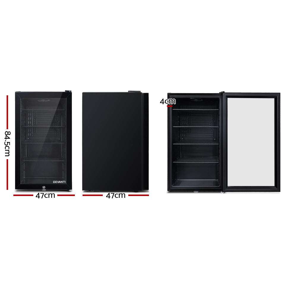 Devanti 98L Bar Fridge Glass Door