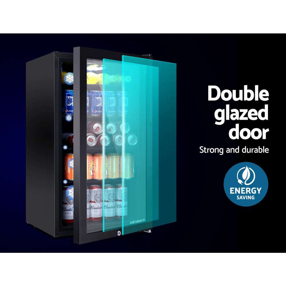 Devanti 98L Bar Fridge Glass Door