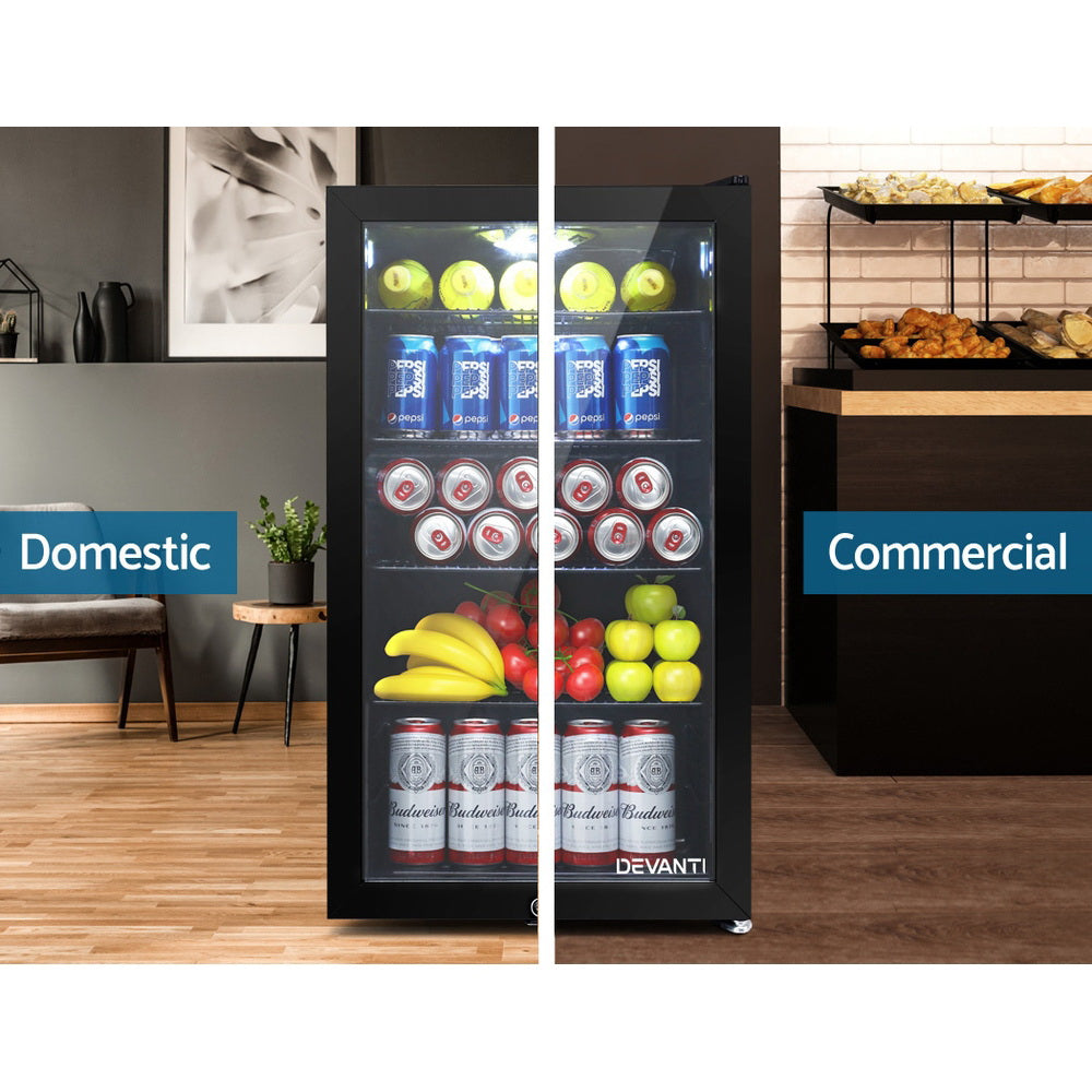 Devanti 98L Bar Fridge Glass Door