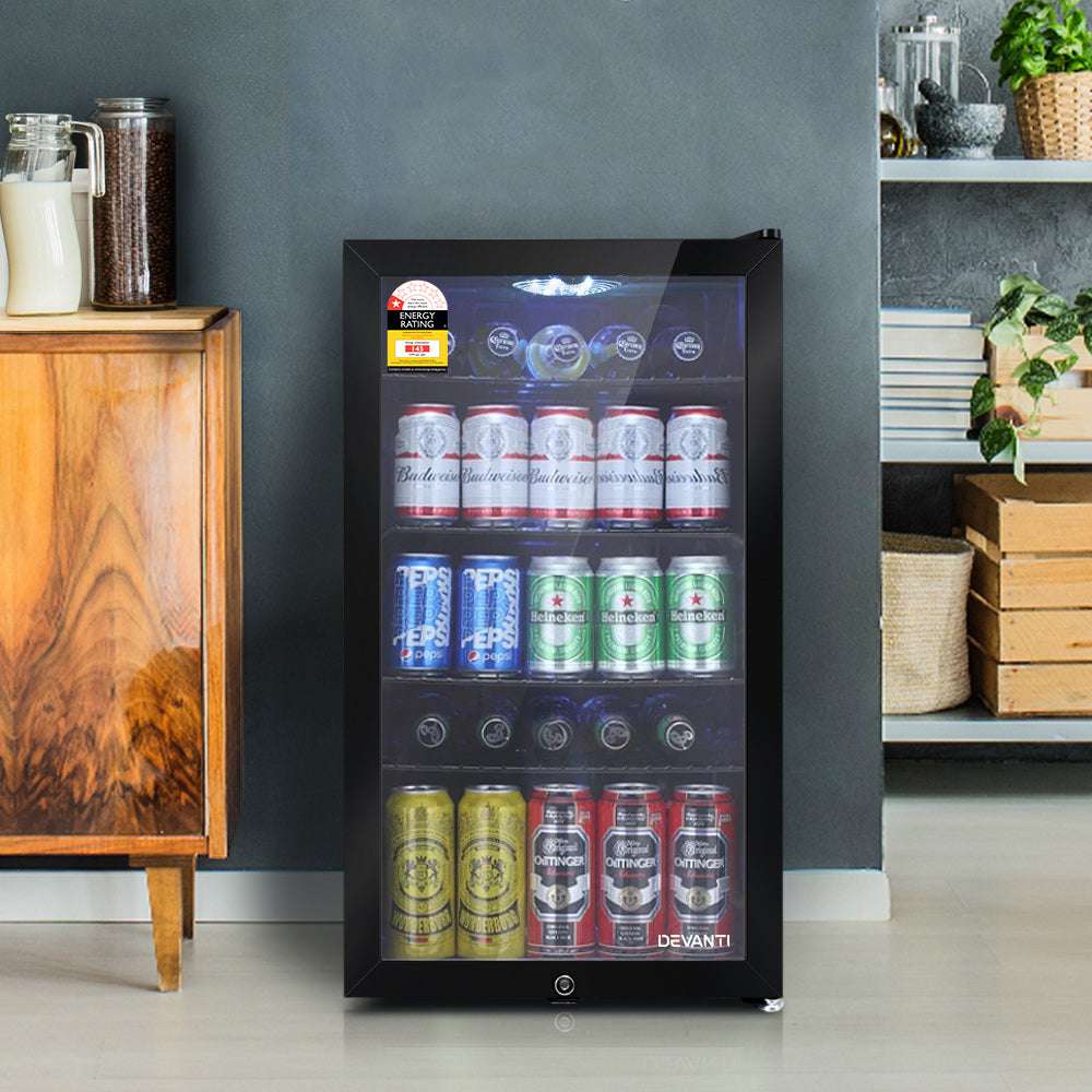 Devanti 98L Bar Fridge Glass Door