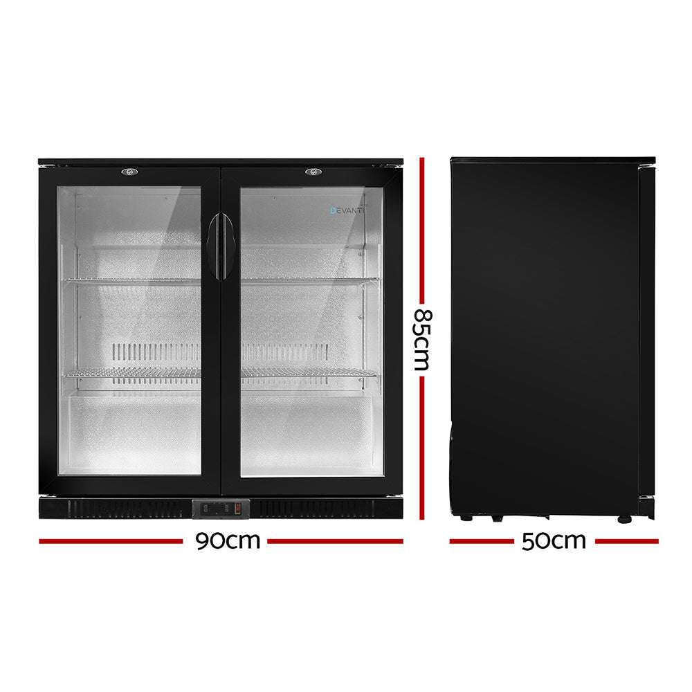 Devanti 198L Bar Fridge Dual Glass Door