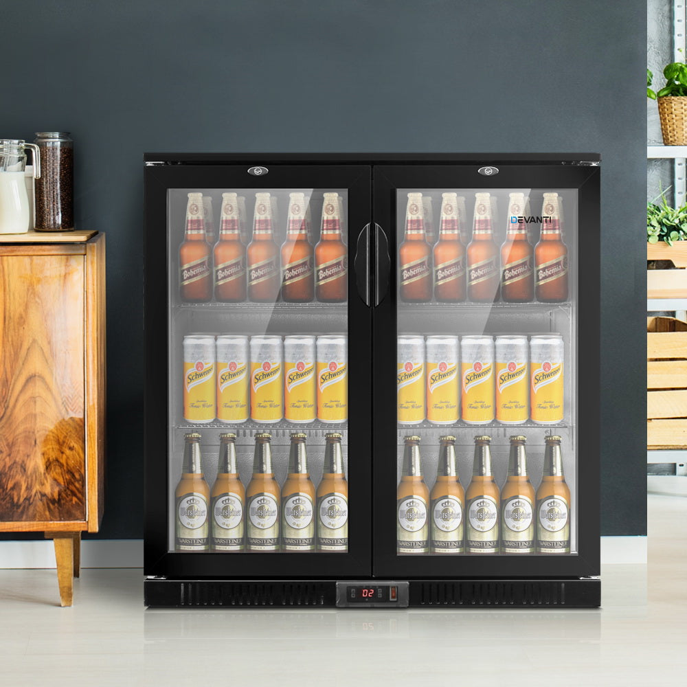 Devanti 198L Bar Fridge Dual Glass Door