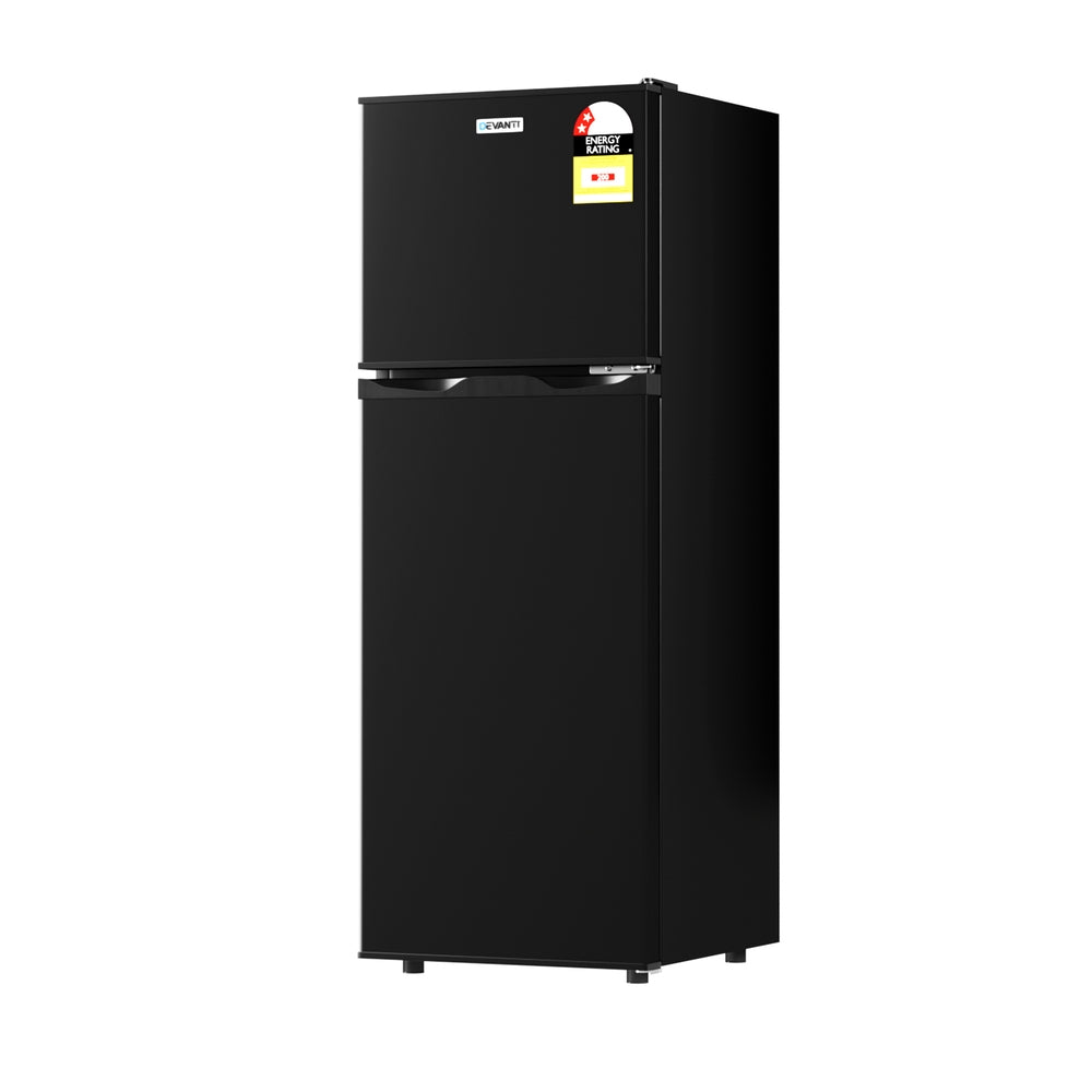Devanti 122L Two Door Bar Fridge Mini Fridge with Freezer Black Bedworld