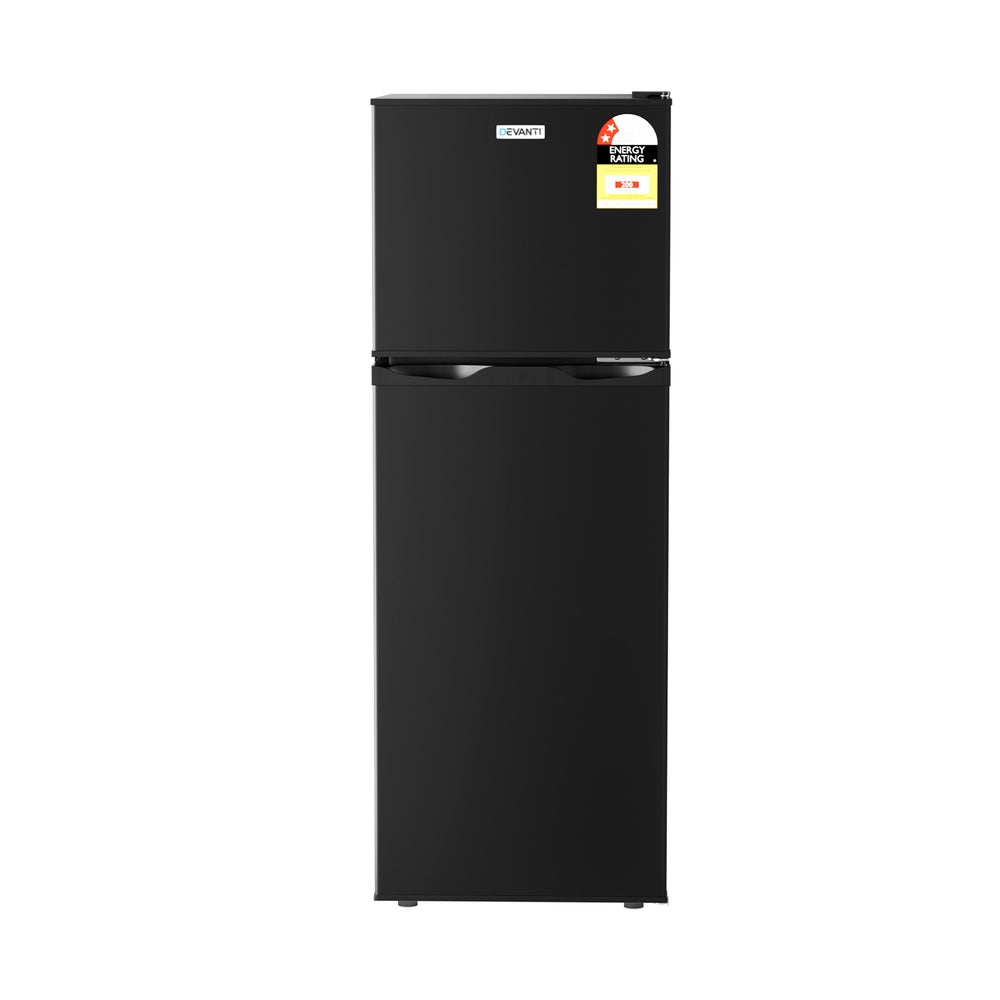 Devanti 122L Two Door Bar Fridge Mini Fridge with Freezer Black Bedworld