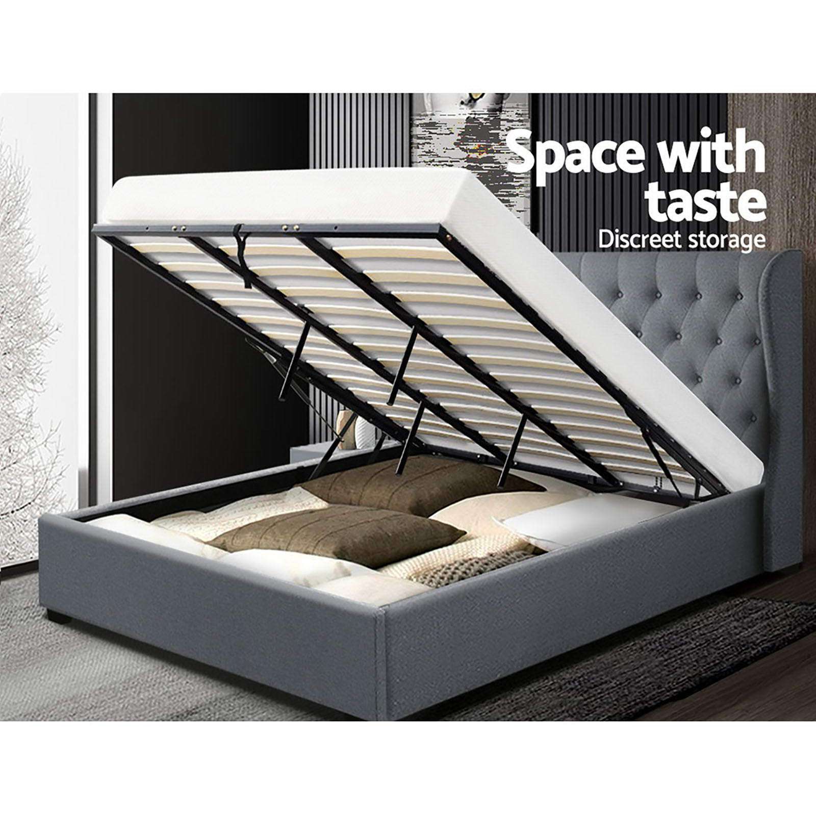 Artiss Bed Frame King Size Gas Lift Grey ISSA