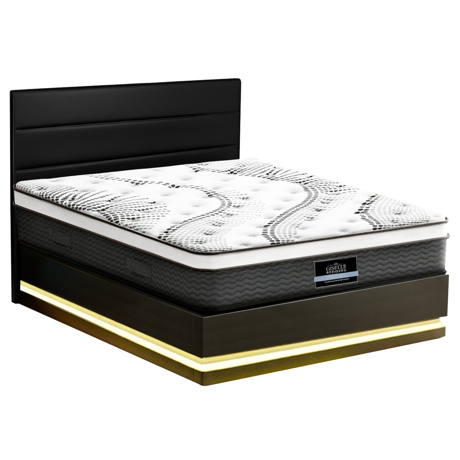 Artiss RGB LED Queen Bed Frame with 32cm Giselle Mattress Set