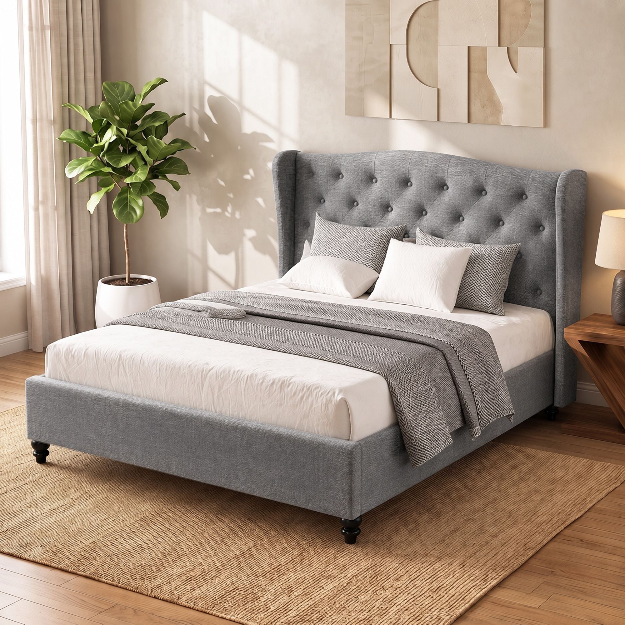 Artiss Bed Frame Double Size Grey PIER Bedworld