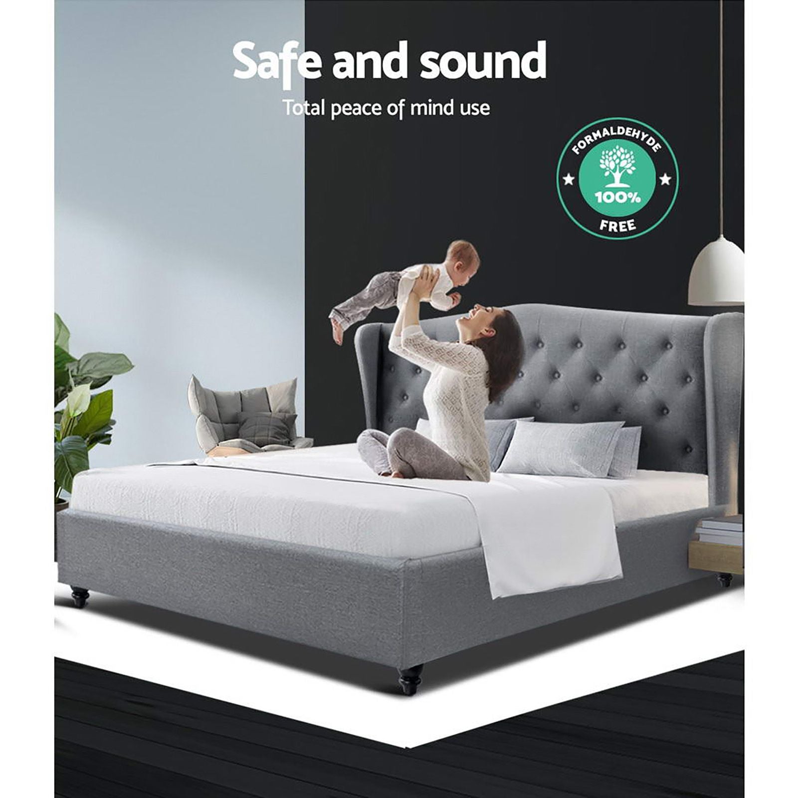 Artiss Bed Frame Double Size Grey PIER Bedworld