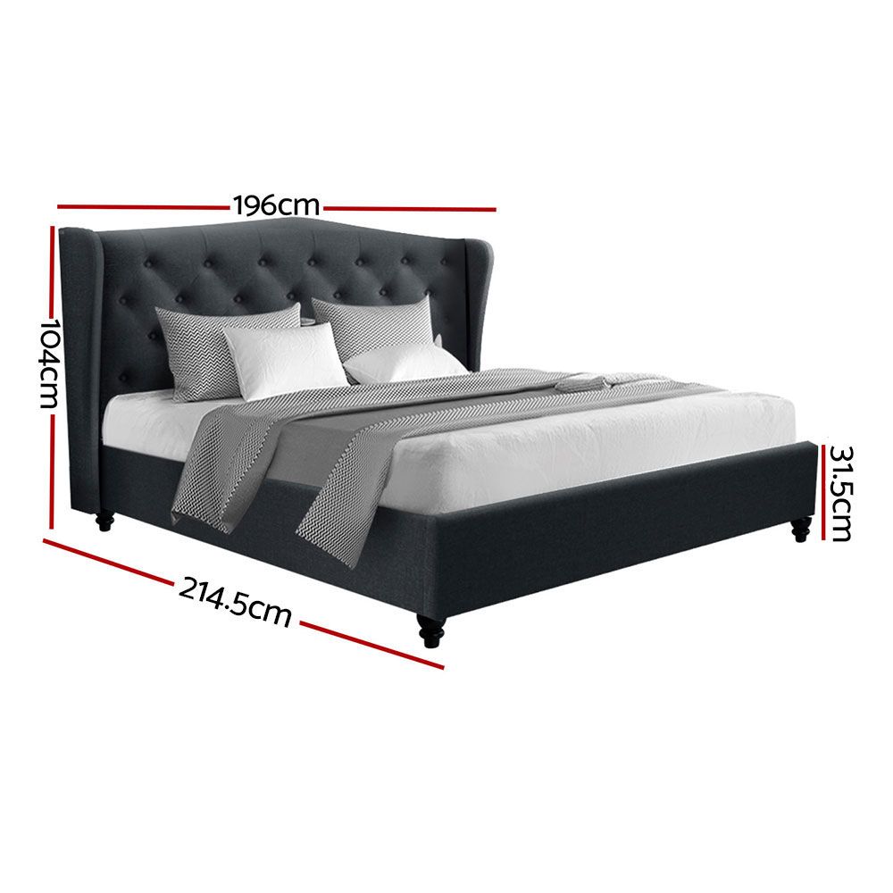 Artiss Bed Frame King Size Charcoal PIER Bedworld