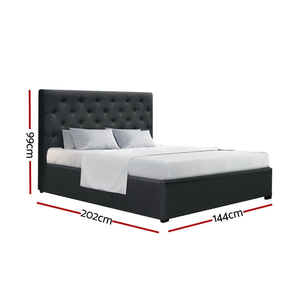 Artiss Bed Frame Double Size Gas Lift Charcoal VILA Bedworld