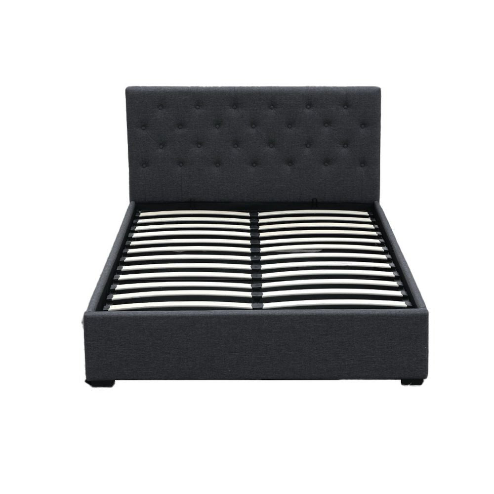 Artiss Bed Frame Double Size Gas Lift Charcoal VILA Bedworld