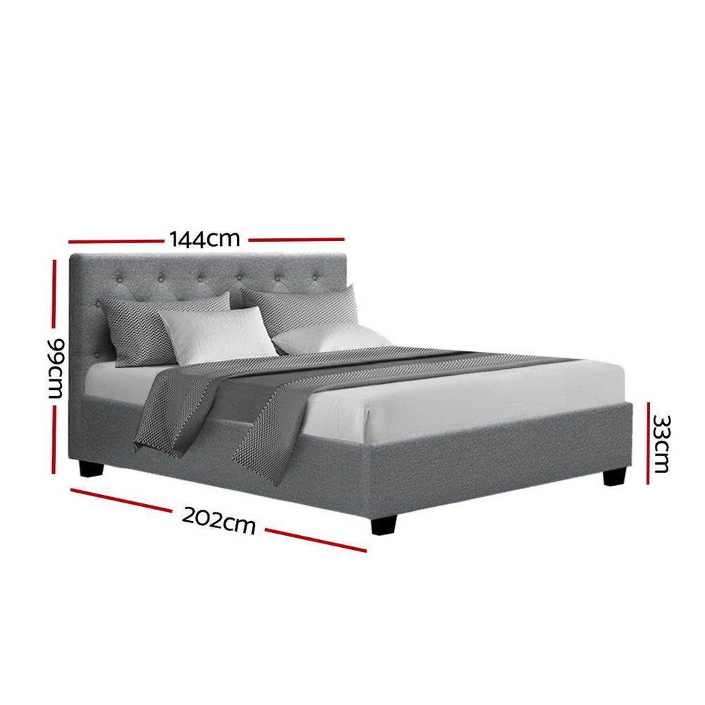 Artiss Bed Frame Double Size Gas Lift Grey VILA Bedworld