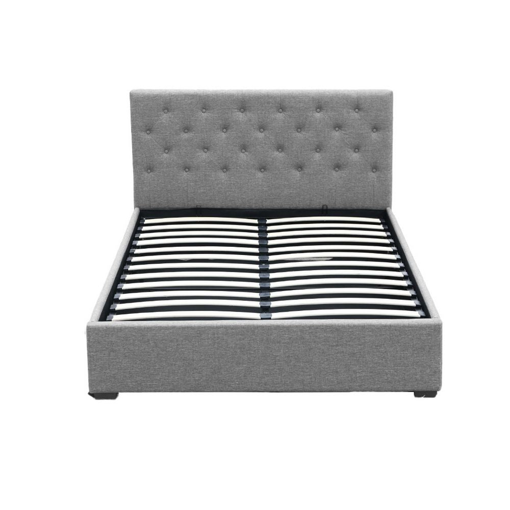 Artiss Bed Frame Double Size Gas Lift Grey VILA Bedworld