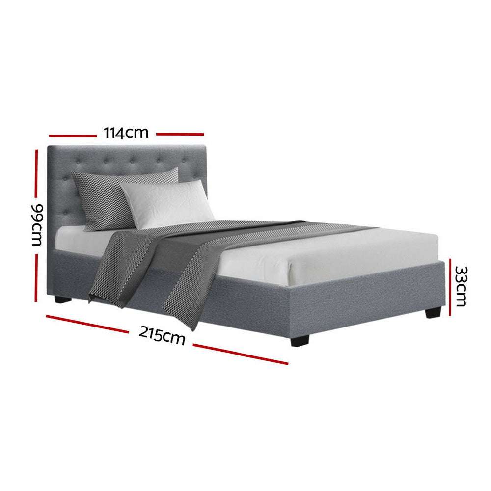Artiss Bed Frame King Single Size Gas Lift Grey VILA