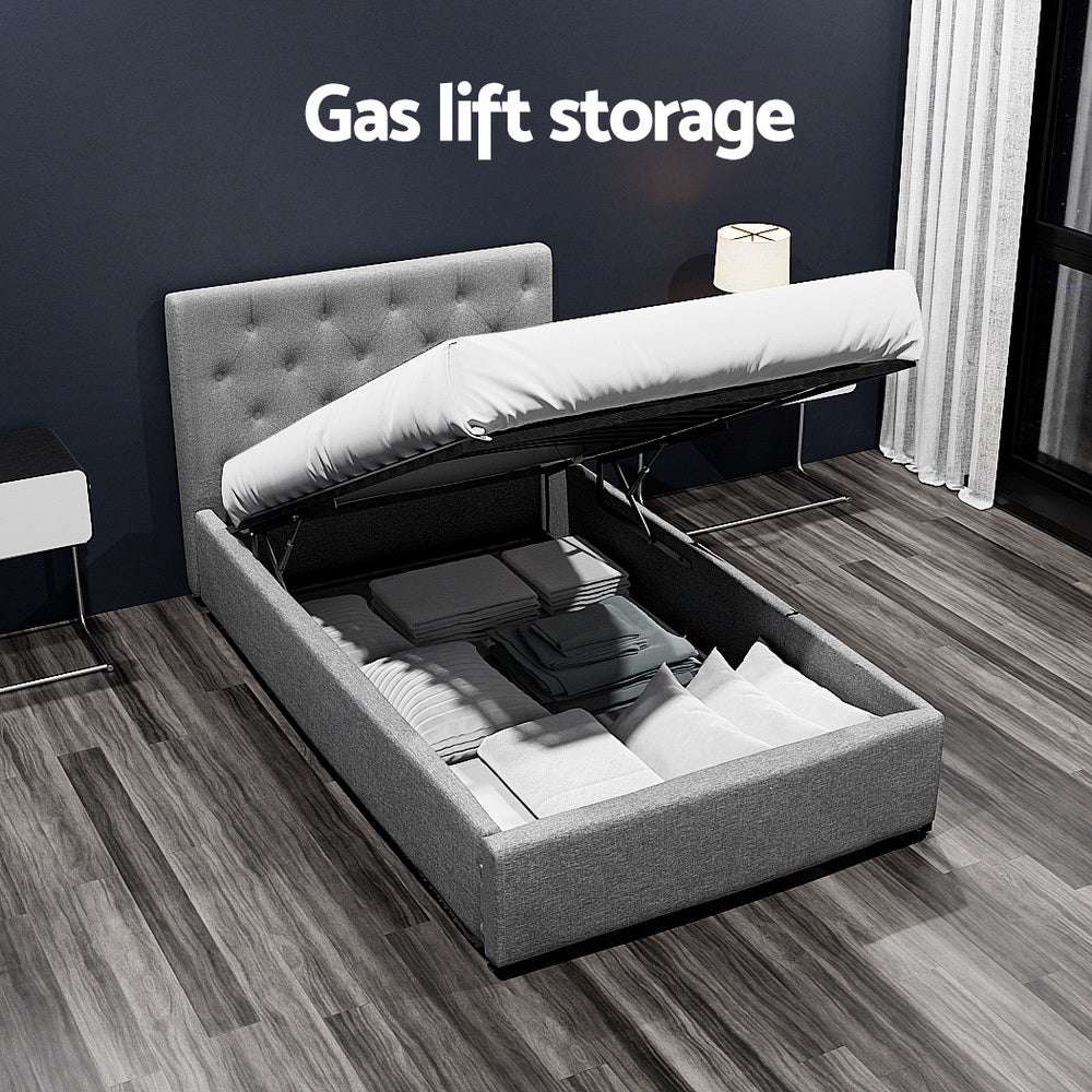 Artiss Bed Frame King Single Size Gas Lift Grey VILA