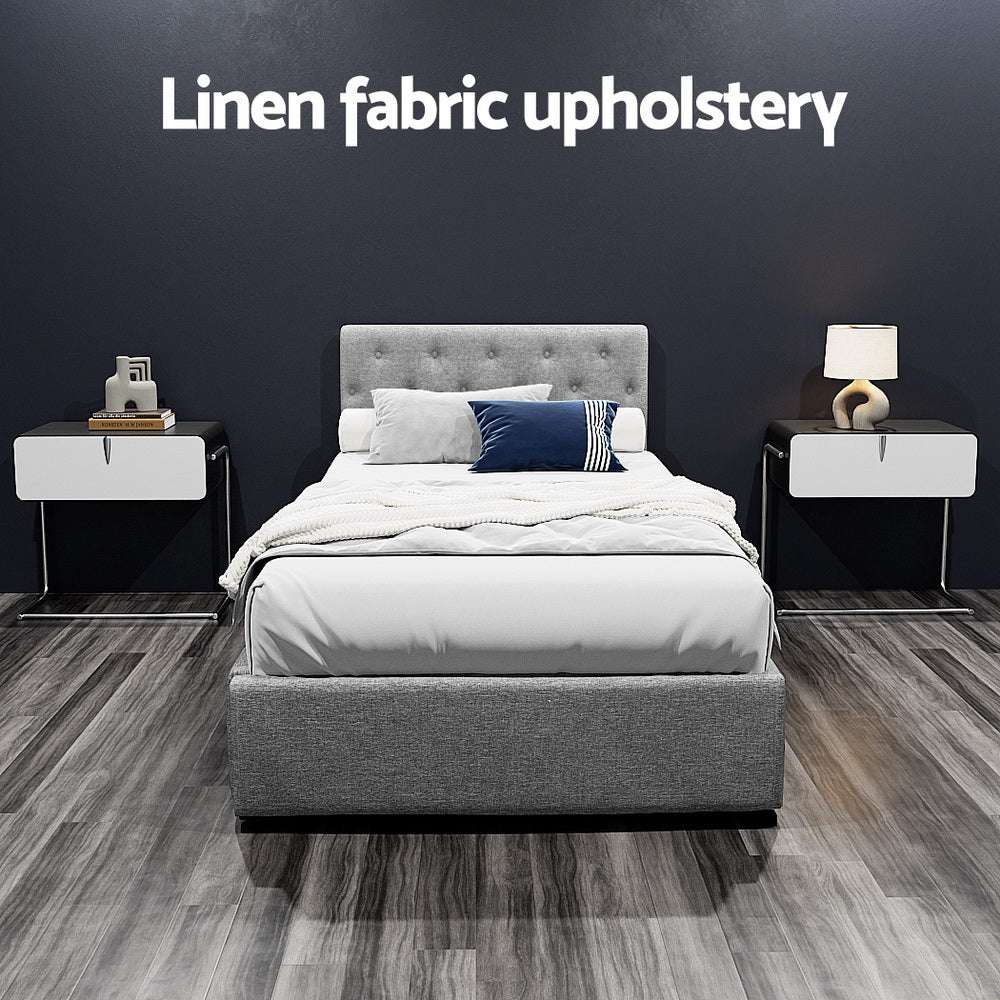 Artiss Bed Frame King Single Size Gas Lift Grey VILA