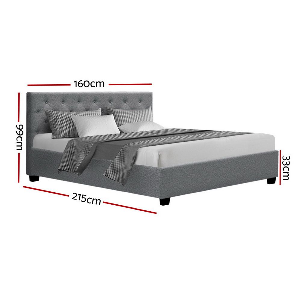 Artiss Bed Frame Queen Size Gas Lift Grey VILA Bedworld