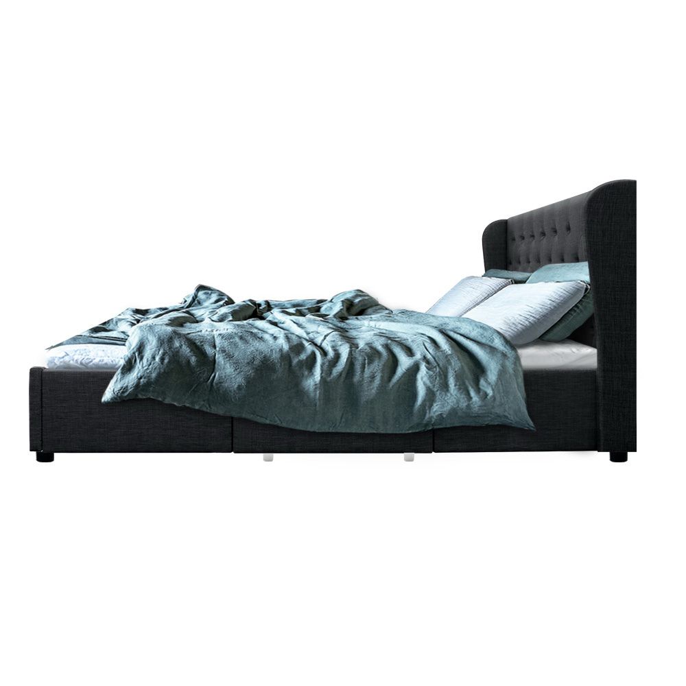 Artiss Bed Frame King Size with 4 Drawers Charcoal MILA Bedworld