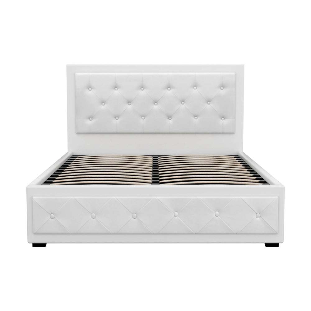 Artiss Bed Frame Double Size Gas Lift White TIYO
