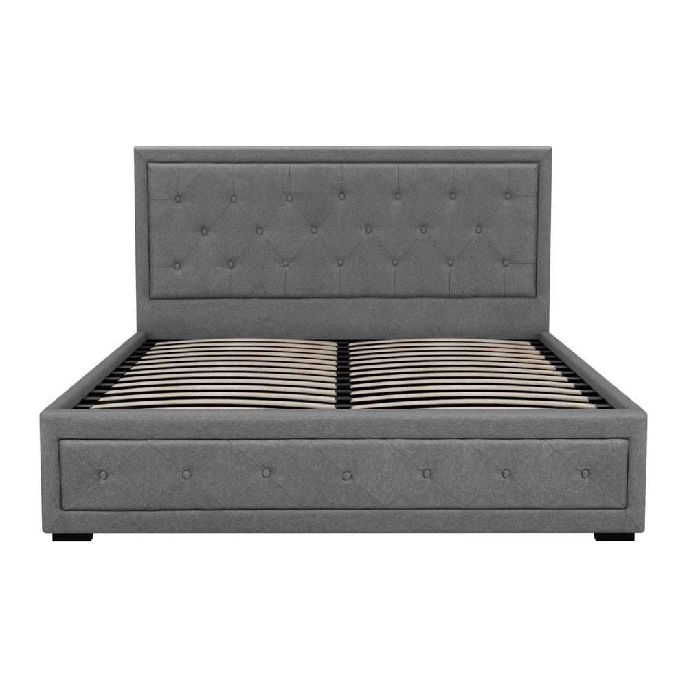 Artiss Bed Frame Queen Size Gas Lift Grey TIYO