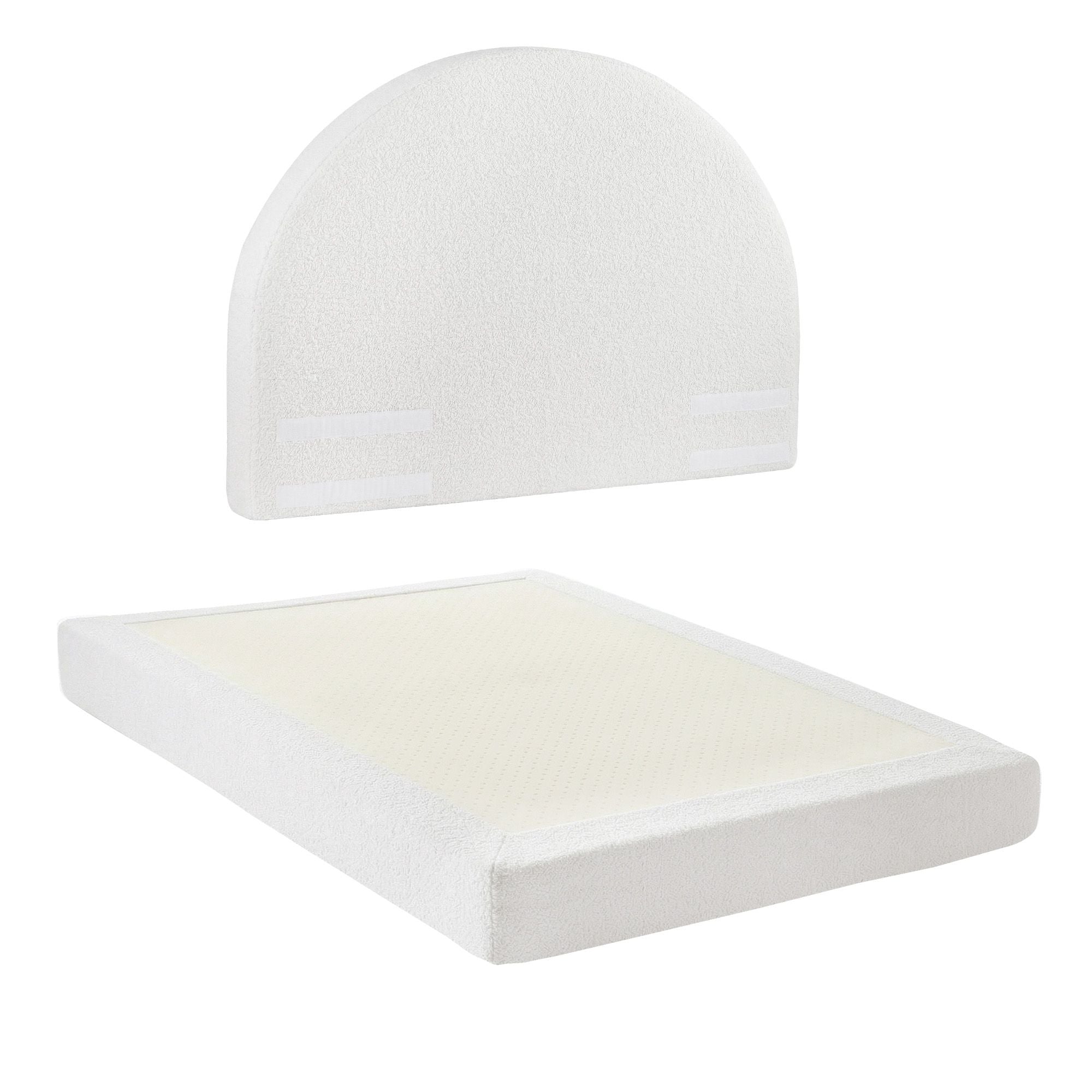 Artiss Double Bed Frame Boucle Fabric Vacuum Compressed Beds Removable Washable Cover No-Assembly Bedworld