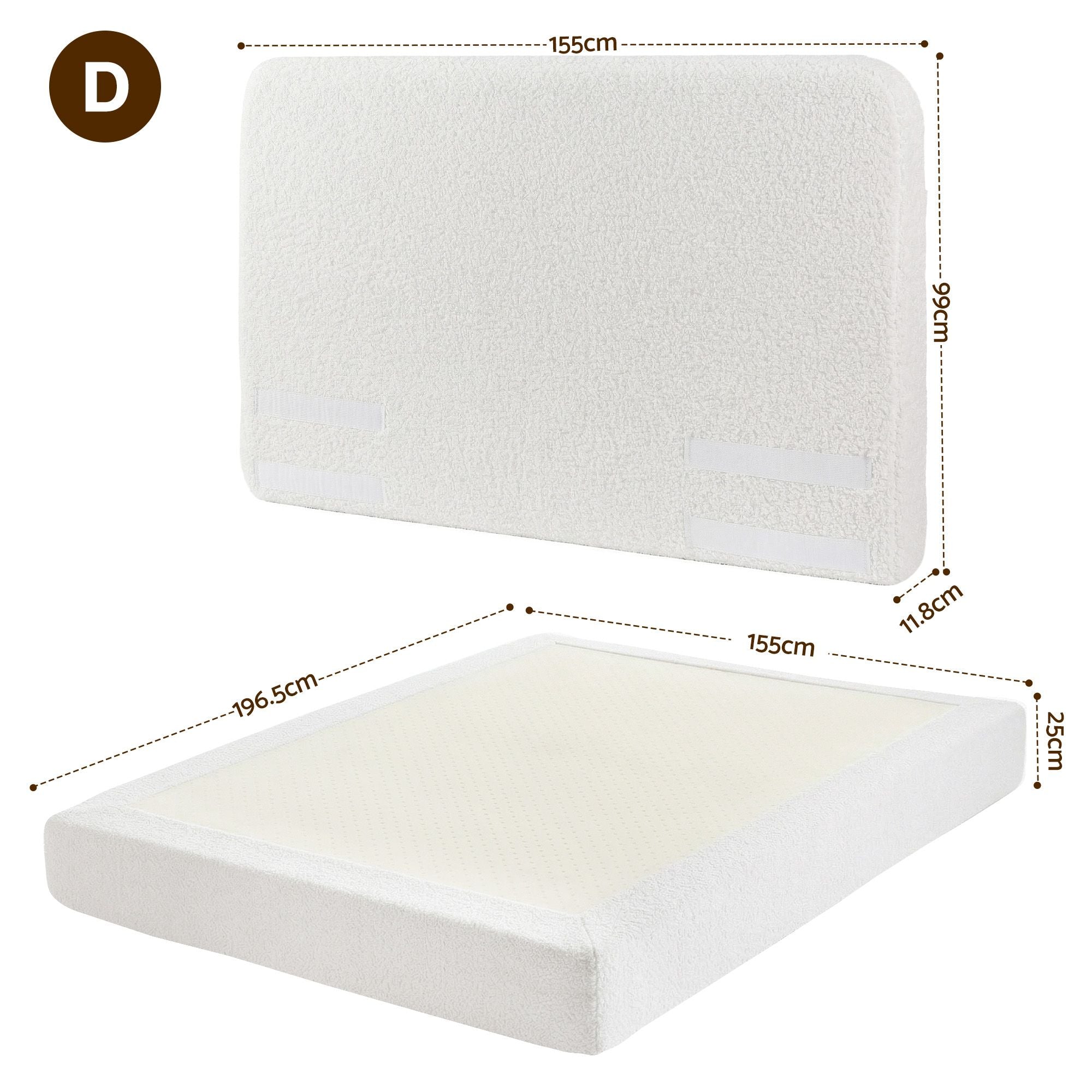 Artiss Double Bed Frame Boucle Fabric Vacuum Compressed Beds Removable Washable Cover Bedworld