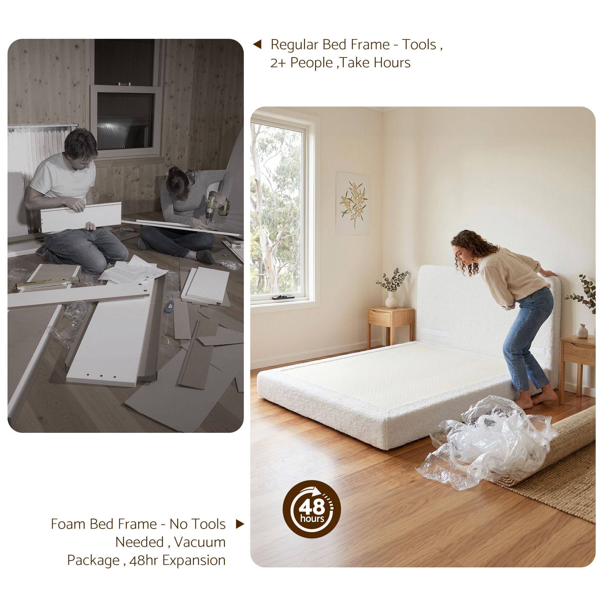 Artiss Queen Bed Frame Boucle Fabric Vacuum Compressed Beds Washable Cover No-Assembly Bedworld