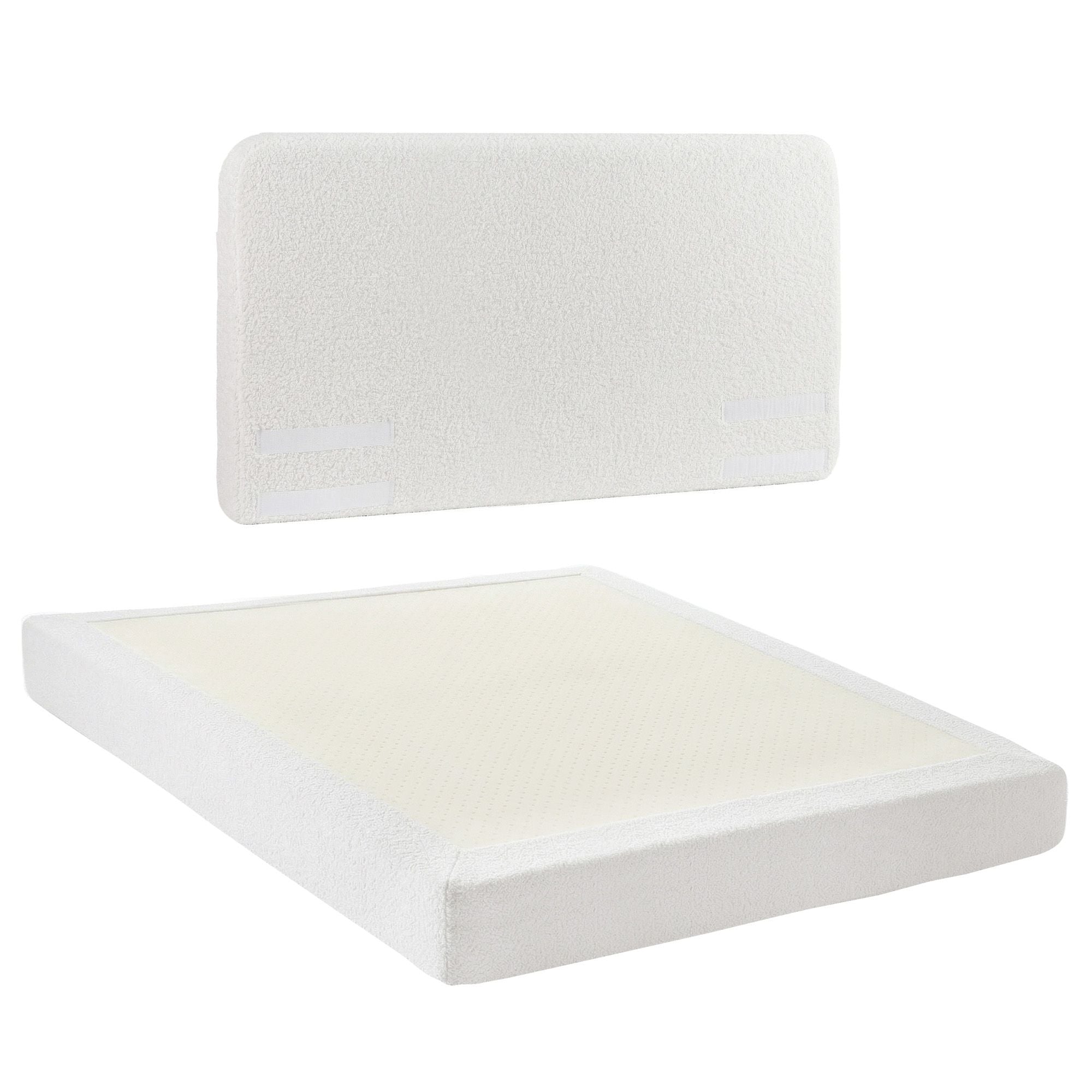 Artiss Queen Bed Frame Boucle Fabric Vacuum Compressed Beds Washable Cover No-Assembly Bedworld