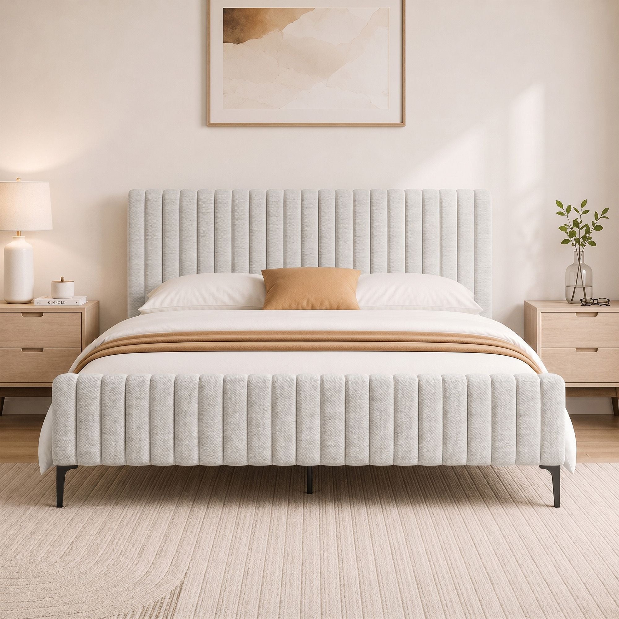Artiss Bed Frame King Size Beige AMMY Bedworld