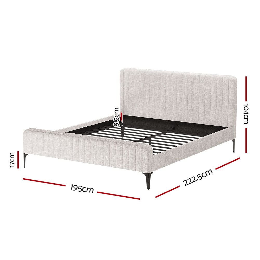 Artiss Bed Frame King Size Beige AMMY Bedworld