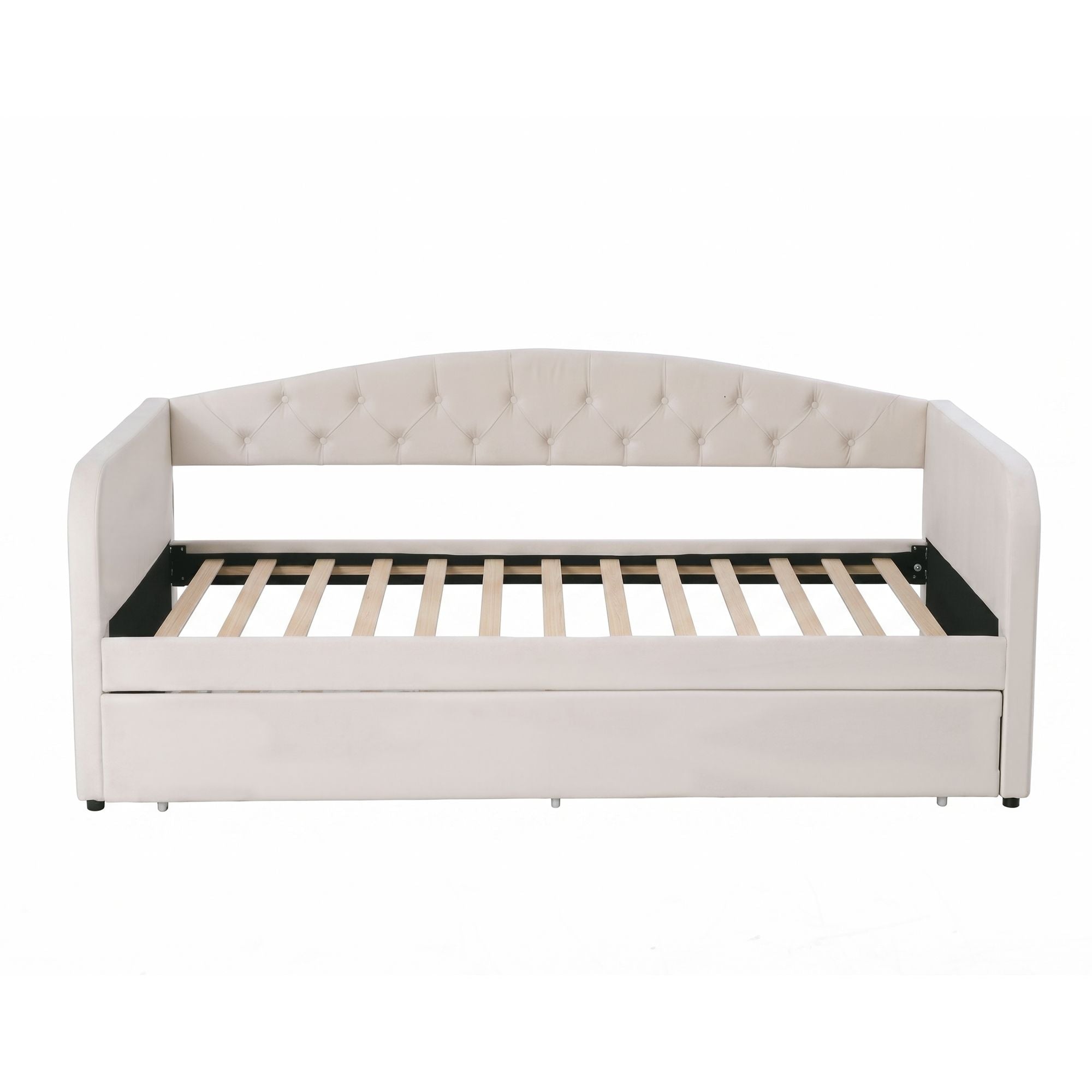 Artiss King Single Daybed Velvet Trundle Bed Frame Tufted Guest Bed Bedworld