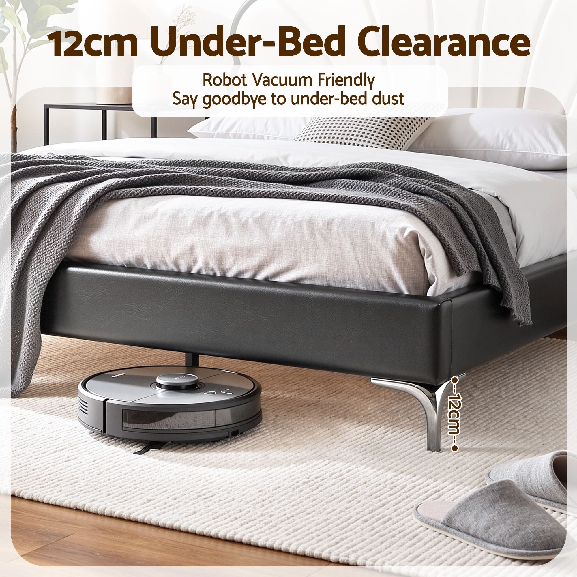 Artiss Double Bed Frame with Adjustable Shell Headboard and PVC Upholstery Bedworld
