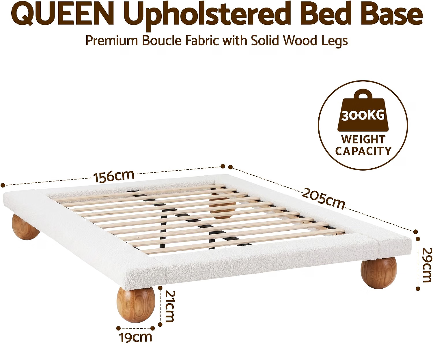 Artiss Boucle Queen Bed Frame and Chest of 6 Drawers Bedroom Set Bedworld