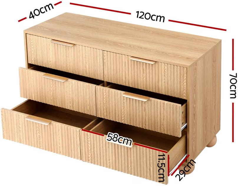 Artiss Boucle Queen Bed Frame and Chest of 6 Drawers Bedroom Set Bedworld